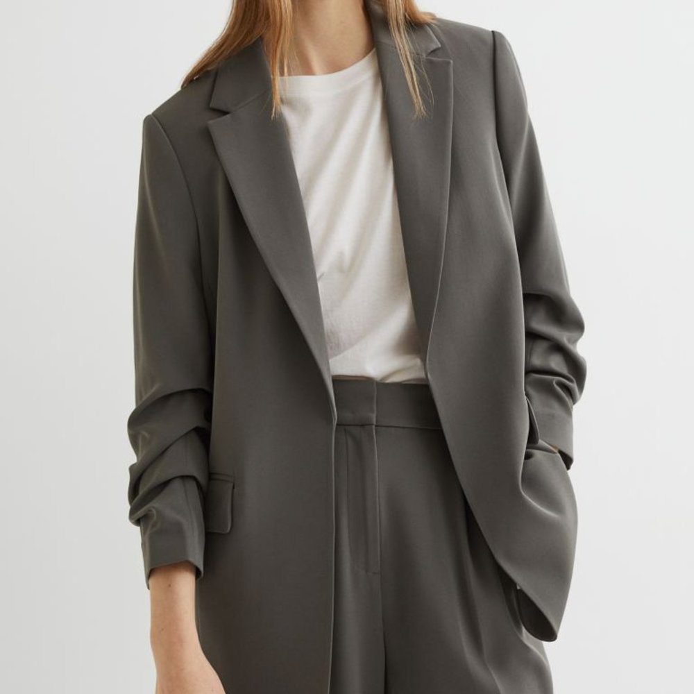 H&M | Sage Green Blazer w/ Gathered Sleeves